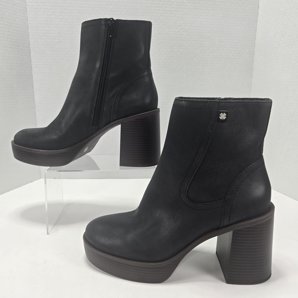 *NWOT* Lucky Brand Olliner Platform Chunky Heeled Black Boots Size 8.5 Women's - Picture 2 of 12
